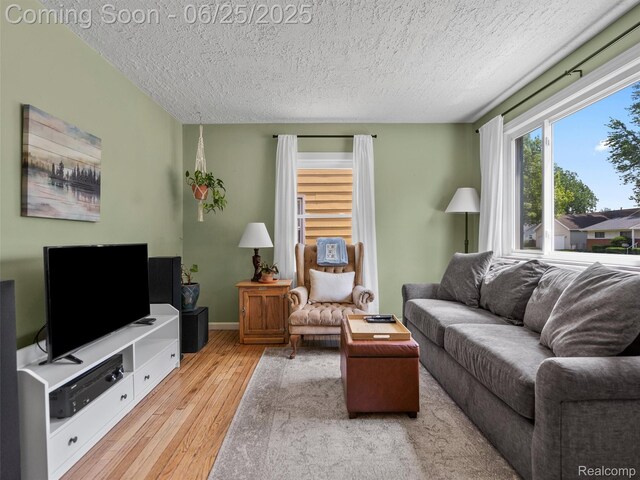 34286 Glover St, Wayne, MI 48184 - living area with light wood finished floors and a textured ceiling