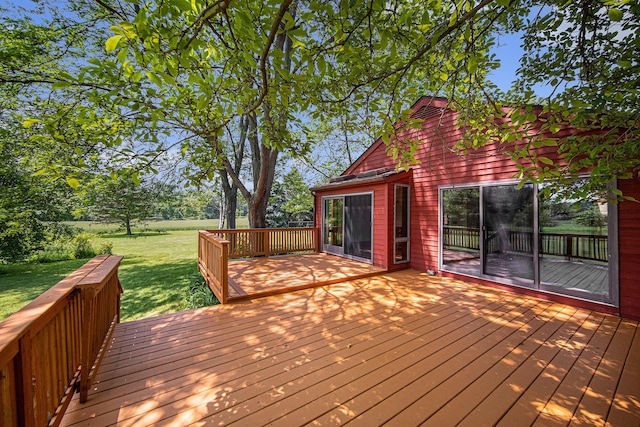7385 Macomber Ct, Ann Arbor, MI 48103 - wooden deck with a lawn