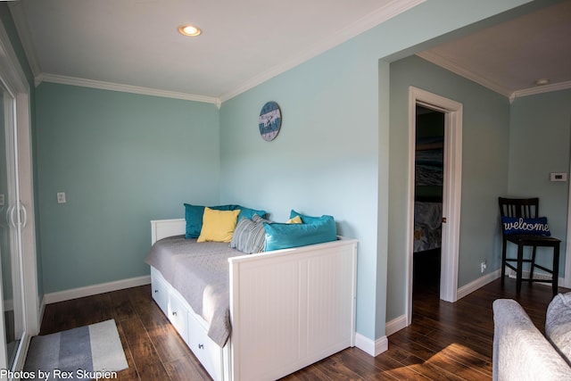 4767 S River St, Newaygo, MI 49337 - bedroom with ornamental molding, wood finished floors, and recessed lighting