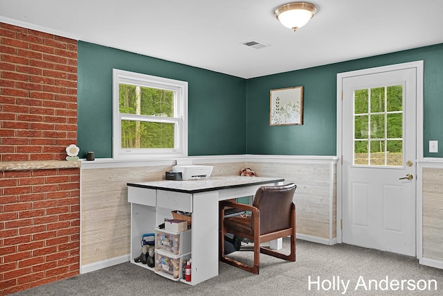 37137 30th St, Paw Paw, MI 49079 - office with healthy amount of natural light, carpet floors, and a wainscoted wall