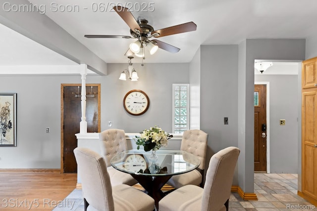 15615 S Midway Ave, Allen Park, MI 48101 - dining room with ceiling fan and decorative columns