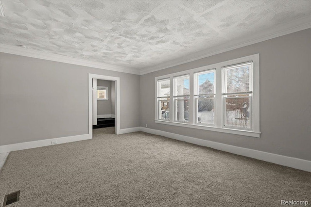 4334 Pacific St, Detroit, MI 48204 - unfurnished room with a textured ceiling, crown molding, and carpet flooring
