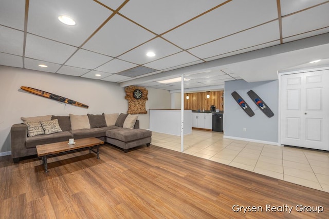 431 Homecrest Ave, Kalamazoo, MI 49001 - living area featuring wood finished floors, a drop ceiling, and recessed lighting