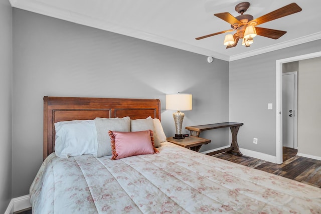11786 E Sauk Trl, Jerome, MI 49249 - bedroom featuring wood finished floors, ornamental molding, and ceiling fan