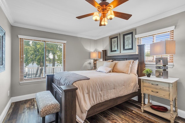 11786 E Sauk Trl, Jerome, MI 49249 - bedroom with wood finished floors, ornamental molding, and ceiling fan