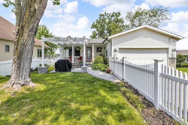 11786 E Sauk Trl, Jerome, MI 49249 - ranch-style home featuring a pergola, an attached garage, concrete driveway, and a patio area