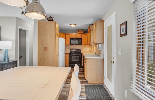 11786 E Sauk Trl, Jerome, MI 49249 - kitchen with black appliances, light countertops, and wood finished floors
