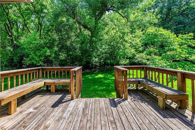 6760 Oyster Cv, West Bloomfield, MI 48323 - wooden deck featuring a lawn and a forest view