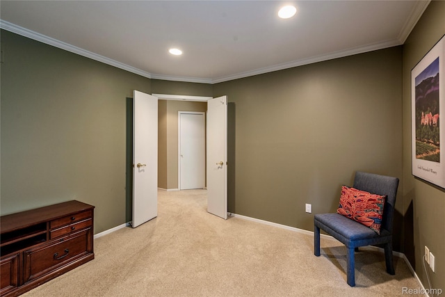 6760 Oyster Cv, West Bloomfield, MI 48323 - unfurnished room with light carpet, crown molding, and recessed lighting