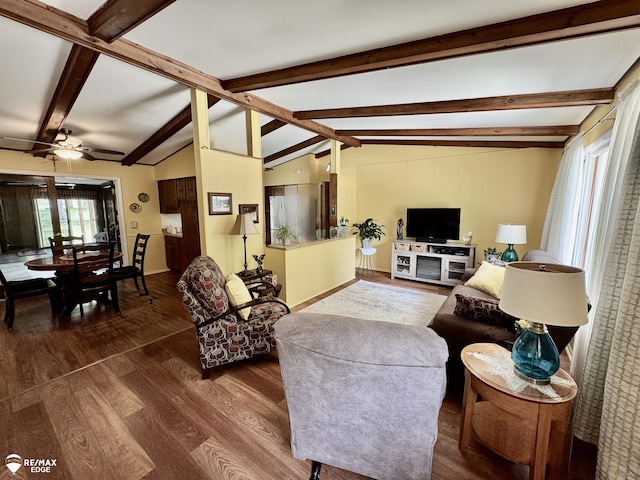 449 Noric Dr, Roscommon, MI 48653 - living room with dark wood-type flooring and a ceiling fan