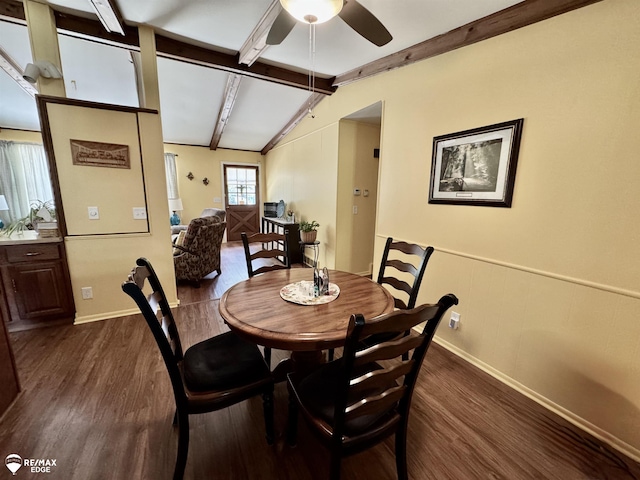449 Noric Dr, Roscommon, MI 48653 - dining room featuring dark wood-type flooring and a ceiling fan