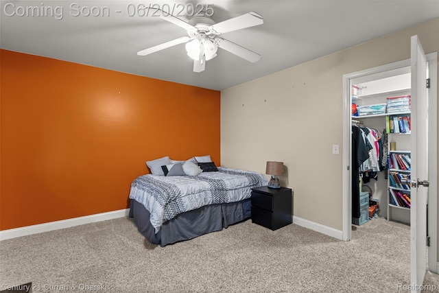 2138 Metzner Rd, Commerce Twp, MI 48390 - bedroom with carpet flooring, a closet, a spacious closet, and ceiling fan