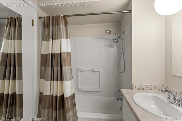 2138 Metzner Rd, Commerce Twp, MI 48390 - full bathroom with vanity and shower / bathtub combination with curtain