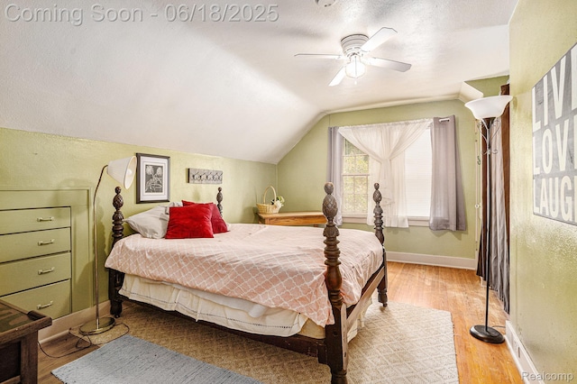 44988 52nd St, Lawrence, MI 49064 - bedroom featuring lofted ceiling, wood finished floors, ceiling fan, and a textured ceiling