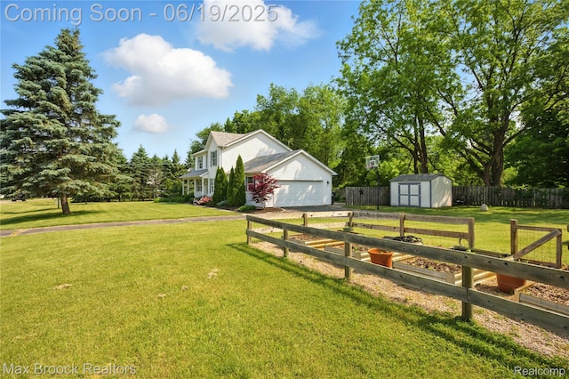 7950 Sandmar Ln, Davisburg, MI 48350 - view of home's exterior featuring a shed, driveway, and a garage
