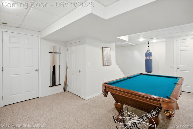 7950 Sandmar Ln, Davisburg, MI 48350 - recreation room with a drop ceiling, carpet, and pool table