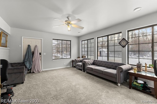28045 W Greenmeadow Cir, Farmington Hills, MI 48334 - carpeted living area featuring a ceiling fan and healthy amount of natural light