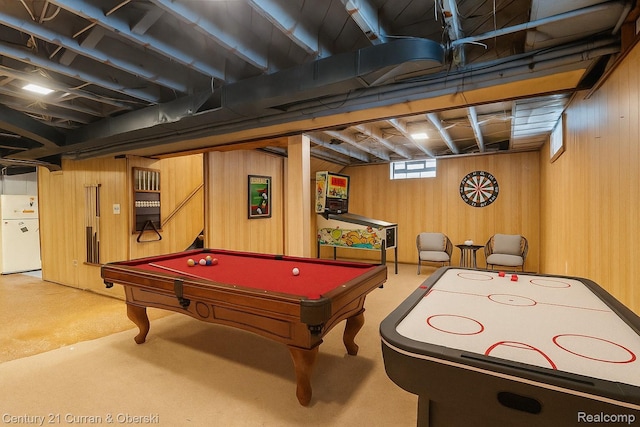 13631 Vassar Ave, Detroit, MI 48235 - rec room with carpet flooring, pool table, and wooden walls
