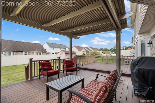 24462 Christian Dr, Flat Rock, MI 48134 - deck featuring a residential view, a fenced backyard, and area for grilling