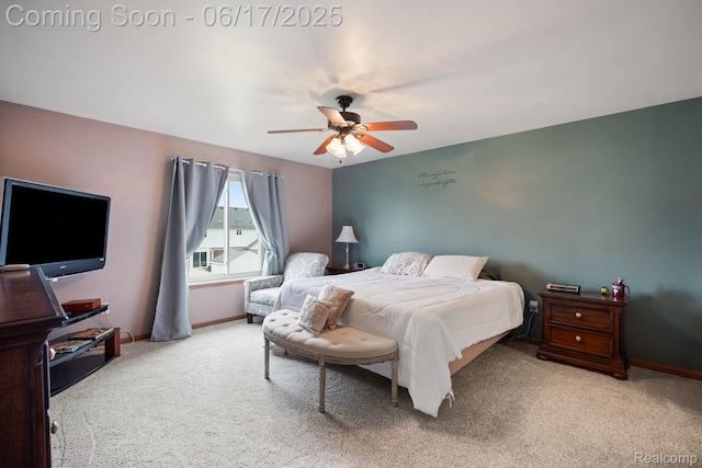 24462 Christian Dr, Flat Rock, MI 48134 - bedroom with light carpet and ceiling fan