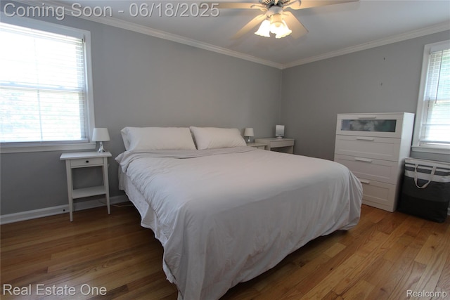 1670 Graefield Rd, Birmingham, MI 48009 - bedroom with light wood-style flooring, ornamental molding, and a ceiling fan
