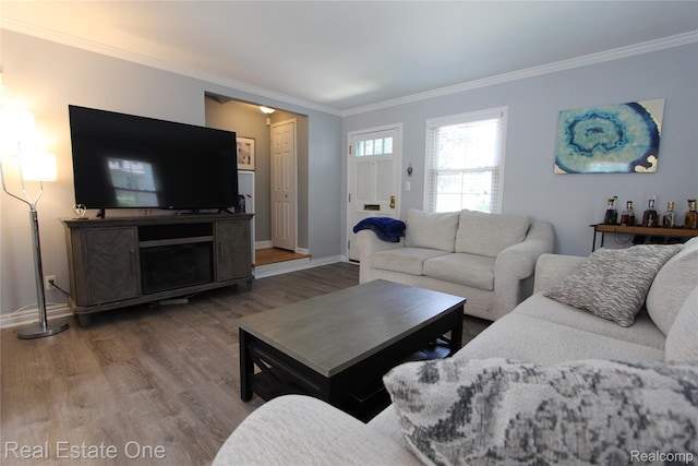 1670 Graefield Rd, Birmingham, MI 48009 - living room with ornamental molding and wood finished floors