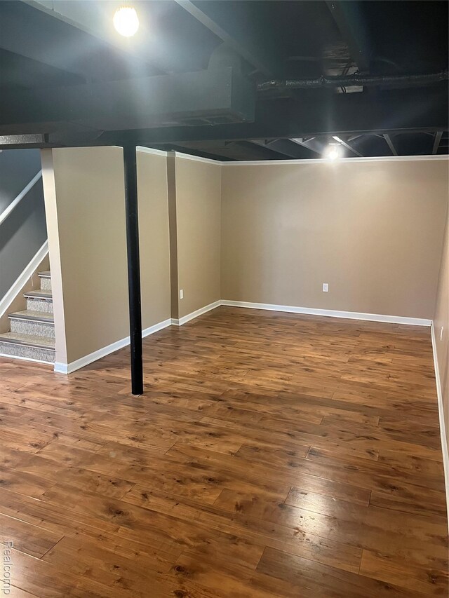 44 Pleasantview Dr, Pontiac, MI 48341 - finished below grade area with hardwood / wood-style floors and stairway