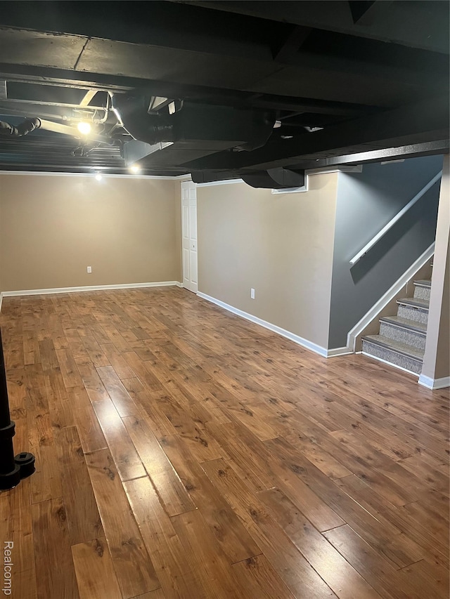 44 Pleasantview Dr, Pontiac, MI 48341 - finished below grade area featuring wood-type flooring and stairway