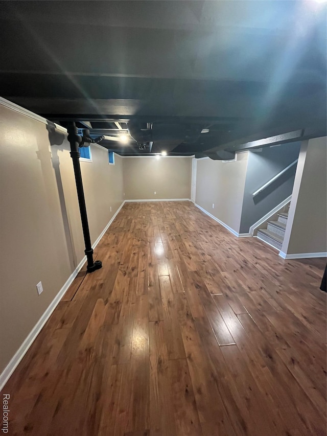 44 Pleasantview Dr, Pontiac, MI 48341 - finished basement with wood-type flooring and stairway