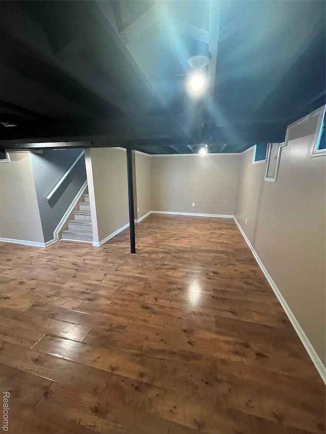 44 Pleasantview Dr, Pontiac, MI 48341 - finished basement with hardwood / wood-style floors and stairway