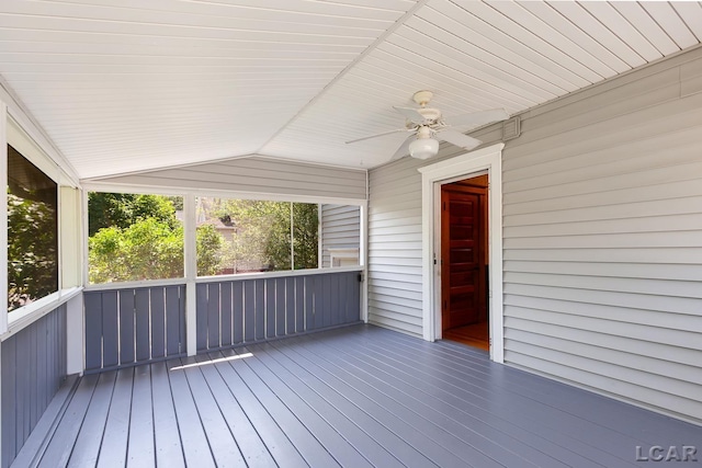 203 S Main St, Onsted, MI 49265 - wooden terrace featuring a ceiling fan