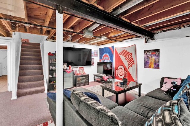 29206 Guy St, Southfield, MI 48076 - carpeted living room with stairway