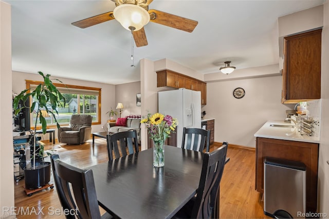 2249 Pauline Dr, Waterford, MI 48329 - dining room featuring light wood-type flooring and ceiling fan