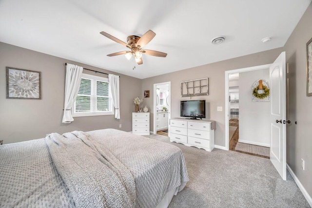 54727 Twin Lakes Rd, Dowagiac, MI 49047 - bedroom featuring light carpet and a ceiling fan