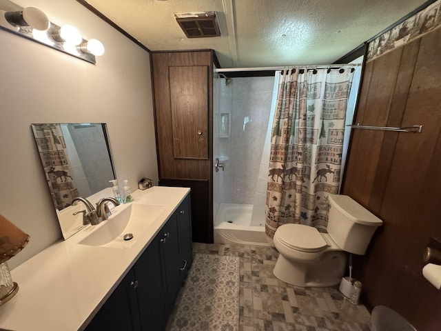 5859 N Utter Rd, Irons, MI 49644 - full bath with a textured ceiling, a shower stall, and vanity