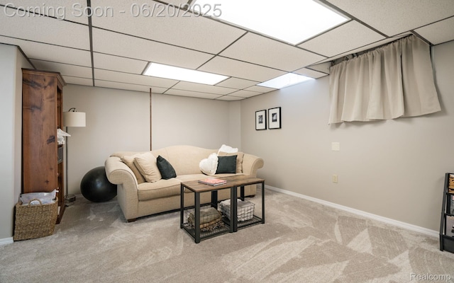 4096 Villager Dr, Lake Orion, MI 48359 - living room featuring carpet floors and a paneled ceiling