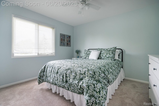4096 Villager Dr, Lake Orion, MI 48359 - bedroom with light colored carpet, multiple windows, and ceiling fan