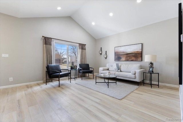 2553 Marlborough St, Detroit, MI 48215 - living room with high vaulted ceiling, light wood finished floors, and recessed lighting