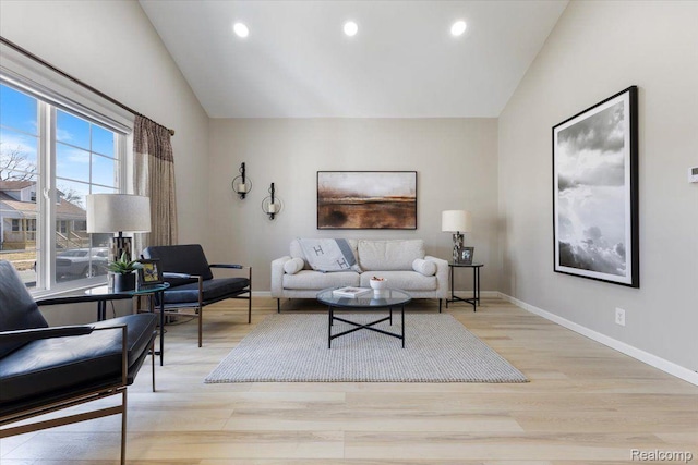 2553 Marlborough St, Detroit, MI 48215 - living area with light wood finished floors, recessed lighting, and high vaulted ceiling