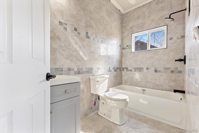 2553 Marlborough St, Detroit, MI 48215 - bathroom featuring tile walls, vanity, and shower / washtub combination
