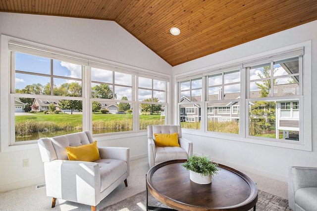 2069 Watermark Dr SE, Grand Rapids, MI 49546 - sunroom / solarium featuring vaulted ceiling, wooden ceiling, and carpet