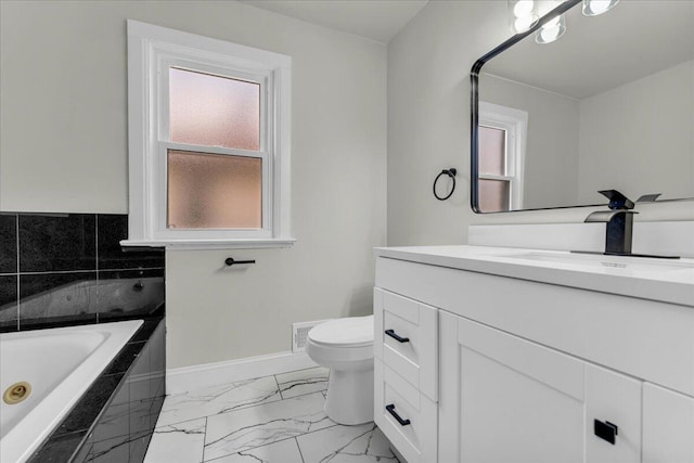 16241 Cherrylawn St, Detroit, MI 48221 - full bath featuring marble look tile flooring, vanity, and a tub with jets