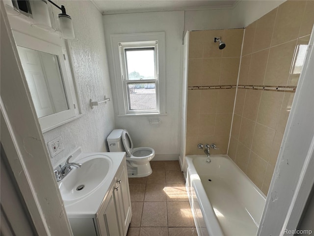 4222 High St, Ecorse, MI 48229 - full bath with tile patterned floors, vanity, shower / bathtub combination, and a textured wall