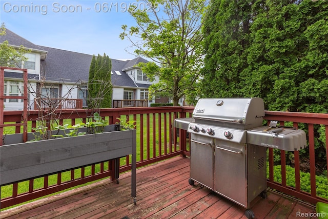 7382 Gateway Dr, West Bloomfield, MI 48322 - wooden terrace with area for grilling and a residential view