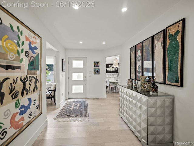 6420 Apple Grove Ln, Bloomfield Hills, MI 48301 - entrance foyer with light wood finished floors and recessed lighting