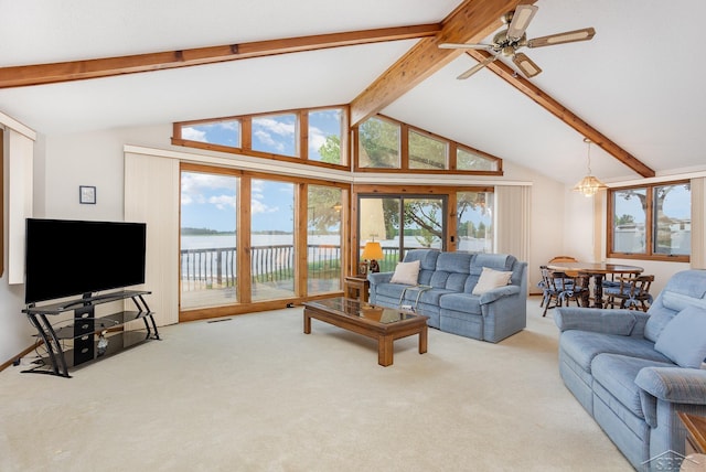 1653 Manchester Way, Gladwin, MI 48624 - carpeted living room with ceiling fan