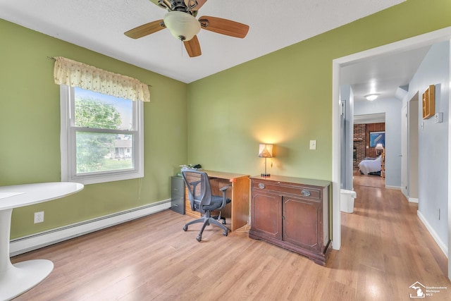 234 Crampton Dr, Monroe, MI 48162 - office space featuring a baseboard radiator, light wood-style flooring, and ceiling fan