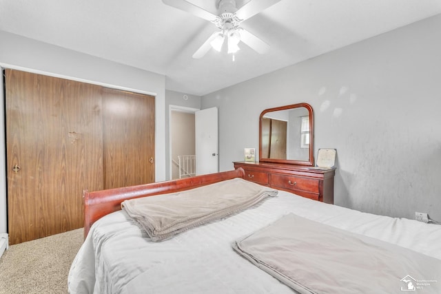 234 Crampton Dr, Monroe, MI 48162 - bedroom with carpet flooring, a closet, and a ceiling fan