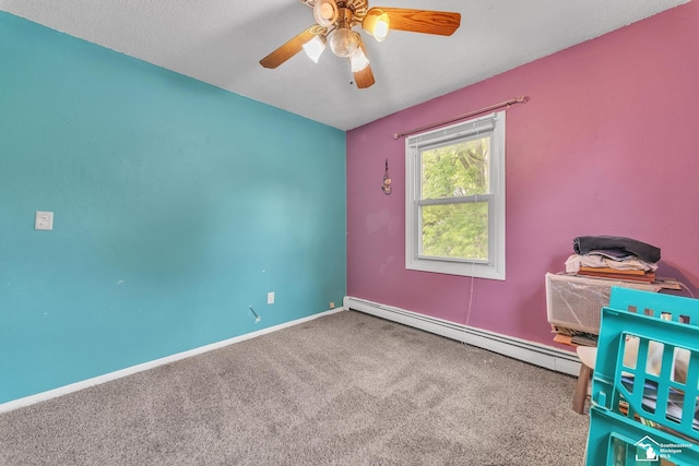 234 Crampton Dr, Monroe, MI 48162 - unfurnished bedroom with a baseboard heating unit, carpet, and ceiling fan