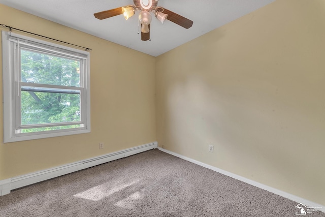 234 Crampton Dr, Monroe, MI 48162 - carpeted empty room featuring a baseboard heating unit and ceiling fan